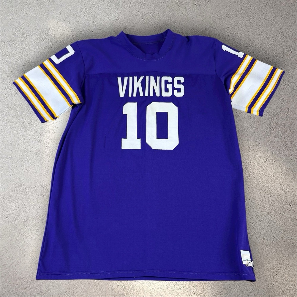 Vintage 70s Minnesota Vikings Fran Tarkenton Jersey XL #10 Sand Knit Medalist‎